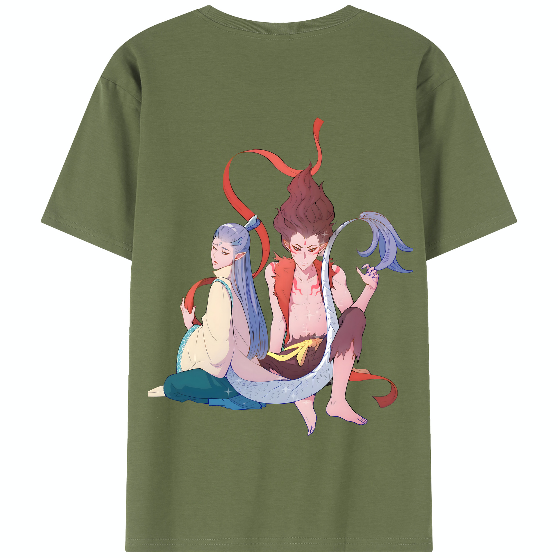 （画像用） Ne Zha 2 ナタ 魔童の大暴れ 綿100％半袖Tシャツ（背面プリント）